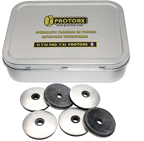 Arandela de sellado de 5,5 mm x 25 mm: caja de 50 piezas de acero inoxidable | Arandela de neopreno para tornillos autoperforantes de metal ondulado para techos | A2 con junta de goma Epdm | PROTORX