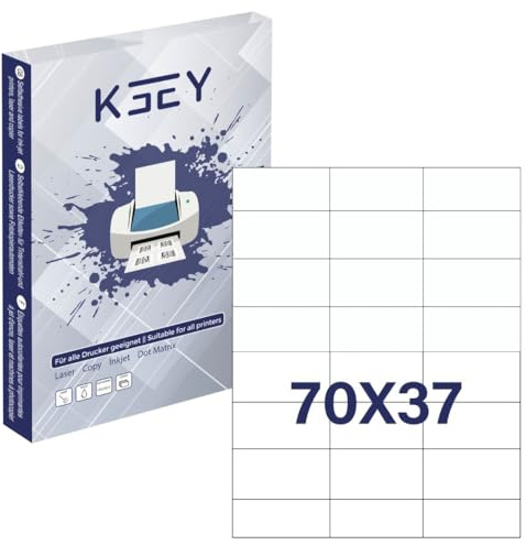 Generisch Etiketten selbstklebend, 100 Blatt, weiß, bedruckbar, Universal Klebeetiketten, DIN A4 (70x37mm)