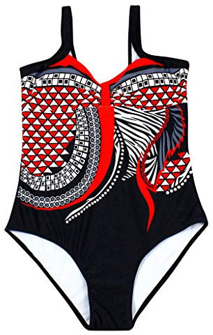 Yowablo Badeanzug Damen Sport badeanzüge Frauen Sommer Backless Sexy-Druck Bademode Bademode Badeanzüge Bademode Bikini Set Damen Badeanzug Mit Bein (XXL,Rot-b)