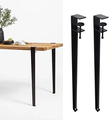 FENGSHOUU Metal Clamp Leg,F-Shaped Furniture Coffee Table Bar Legs,for DIY Console,No Punching Design to Protect the Desktop,with Floor Protectors (71cm(27.9in),Black)