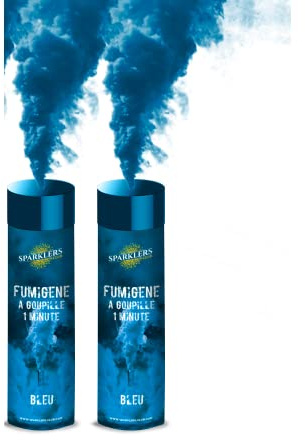 Sparklers Club Fumigènes Main Bleu Goupille 60 Secondes Lot de 2 T1 | Fumée Bleue Intense, Durée 60 Secondes, Goupille Sécurisée, 60-90 m3 Fumée Dense, Distance Sécurité 8 Mètres, Non Toxique