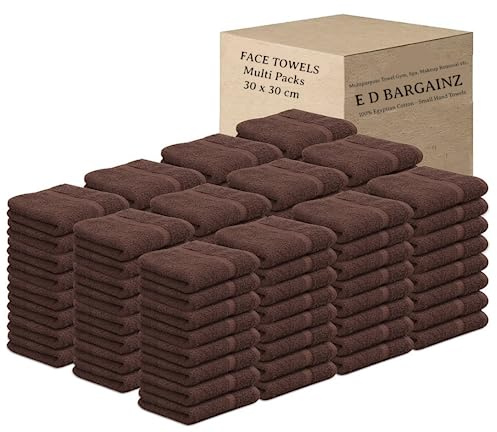 Face Cloth Pack of 6, 12, 24, 36, 48, 96 Soft Flannels Set100% Egyptian Cotton Face Towels Quick Dry Washcloths 30x30cm Gym, Golf, Spa Small Hand Towels 500-GSM (Chocolate Brown, 6)