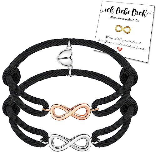 Lwkeay Partner Geschenke Infinity Pärchen Armbänd Magnet - Unendlichkeit Herz Magnet Armband paare verstellbar - Tolles Partnerarmbänder für Paare Valentinstag Weihnachtsgeschenke