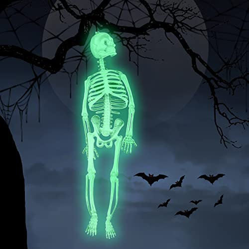 TaimeiMao Halloween Deko Skelett 20 cm, Leuchtendes Schädel Skelett, Horror Halloween Deko Gruselig, für Haunted House/Grusel Mottoparty/Dekoration Haus