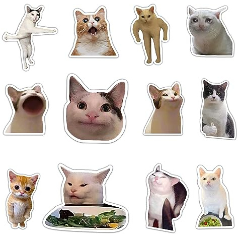 GTOTd Cat Meme Fridge Magnet Kühlschrankmagnete (12 Stück) | Lustiger Dekoration Stoßstangen Aufkleber Kühlschrank Metallmagnet Flexibel Wiederverwendbar Magnetisches Vinyl