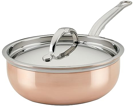 Hestan - CopperBond Collection - Copper Saucier Pan with Lid, Induction Cooktop Compatible, 2-Quart
