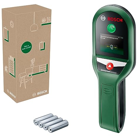 Bosch rilevatore UniversalDetect (display con guida passo-passo per un facile utilizzo, rilevatore cavi e sottostrutture in legno, in scatola di cartone E-Commerce)