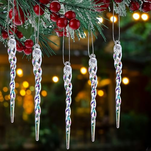HERZWILD Icicle Christmas Tree Decoration 18 Pieces Christmas Tree Pendants Icicle Christmas Tree Pendant (Colour-B)