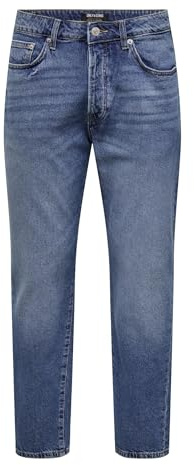 ONLY & SONS Male Relaxed Fit Jeans ONSYOKE rakt skurna jeans, Mellanblå denim, 30W / 32L
