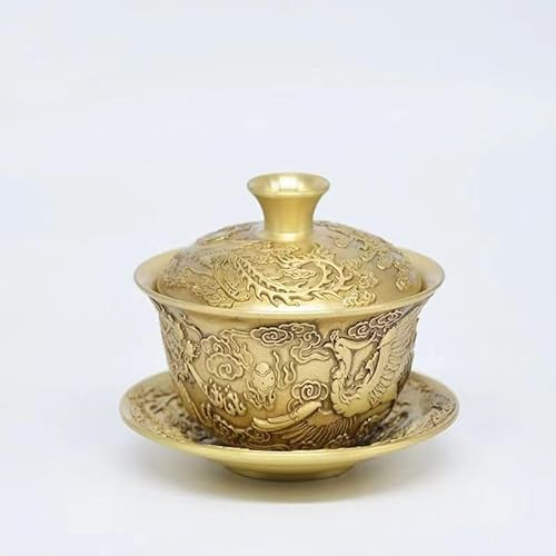 China-Teetassen, Teeschalen aus Messing, Schüsseln mit Kupferüberzug, Teeservice mit Überzug, antike Ornamente von Longfeng Chengxiang, Heimbüro, kreative Geschenke