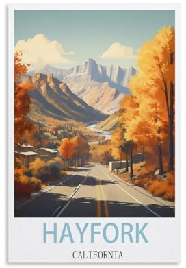 FUUDANG Hayfork California Vintage Travel Poster 08x12inch(20x30cm) Canvas Art Poster And Wall Art Picture Print Modern Family Bedroom Decor Posters