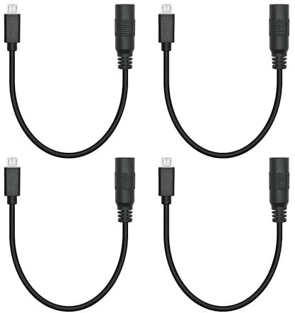 4Pcs Short DC 5.5mm x 2.1mm to Micro USB Power Cord 6inch, DC 5521 Female to Micro USB Male Plug 5V 3A Power Charging Extension Cable , for LED Desk Lamp, Small Fan Etc Other Type C Port Equipment