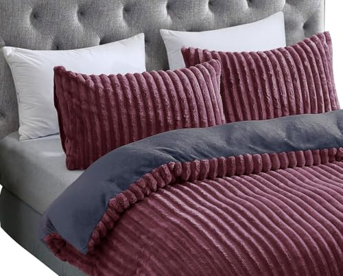 Leonado Vicenti Teddy Plüsch Winter Wende Bettwäsche Cord Streifen Cashmere Touch Feeling Nicky Plüsch Coral Fleece Flauschig Uni Einfarbig Wendebettwäsche