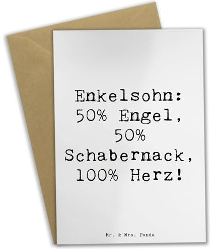 Mr. & Mrs. Panda Grußkarte Spruch Enkelsohn Herz - Geschenk, osterkarte, Familie, Humor, Schabernack, weihnachtskarten, babykarte, Handarbeit, Freude, Grußkarten, Liebe, Zuneigung, Dankeschön