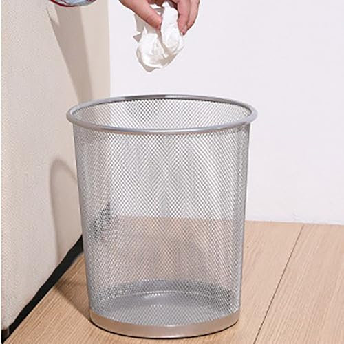 Rubu22a Corbeille à Papier Métallique,Argent,23 x 26 cm. Poubelle de Bureau Grise,Poubelle de Salle de Bain (A, 26 * 23 CM)