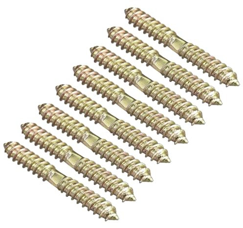 TOP-VIGOR 8Pcs Hanger Bolts, M8x60mm Double Ended Self-Tapping Thread Wood to Wood Dowel Screws, Double Ended Dowel Screws, Screw Dowels Hanger for Connecting