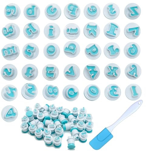 36 moldes de letras para fondant, moldes para fondant, accesorios para hornear, alfabeto, decoración de pasteles, juego de expulsor, sello de galletas, mazapán (reutilizable)