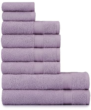 nottoc Set Asciugamani Bagno Lilla Lavanda, Hotel, 100% Cotone, 2 Telo Doccia 70x140cm + 4 Asciugamani 50x90cm + 2 Asciugamani Ospiti 30x50cm, Asciugamani Bagno Viso e Bidet, Morbidi, Assorbenti