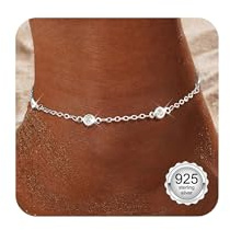 Diamday Bracelet Cheville Femme Argent 925 Sterling Chaine de Cheville - Ajustable Imperméable CZ/Superposé/Maillon Tennis Chevilles Bijoux de Plage Cadeau avec Box