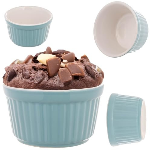 KADAX Soufflé - Moldes de cerámica para horno (9 cm de diámetro), color azul