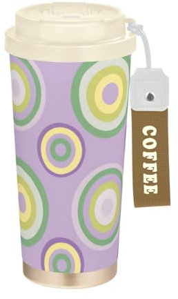 Amooorous Vasos de café decorativos de viaje con tapa para llevar, de acero inoxidable, aislados, para bebidas frías y calientes, con fugas de 17 onzas