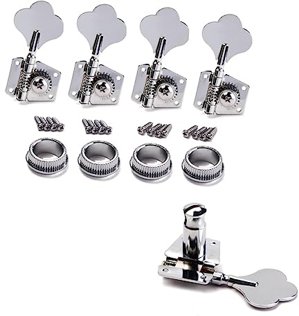 CIMAXIC Vintage Open Style Bass-stimmwirbel Set Mit Rechten Stimmwirbeln Aderendhülsen Und Befestigungsschrauben Saitige Bassgitarre Silber