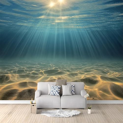 Fondo de pantalla panorámico 200 x 140 cm, Fondo Marino Natural Sol Póster Fotomural Papel Tapiz Decoración de Pared Sala de Estar Dormitorio Oficina, Azul
