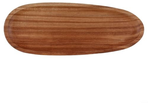 Vassoio ovale in legno naturale irregolare rustico per piatti, snack, frutta, dessert, dim sum, elegante decorazione da tavolo per presentazioni, multi dimensioni, piatto da portata in legno (27,5 x