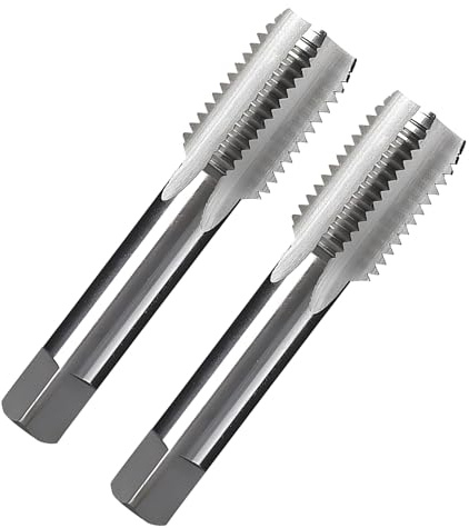 TEN-HIGH 2 Pcs Taraud machine métrique M7 x 0.5mm-Longueur du filetage: 19mm,Acier rapide à cannelures droites Taraudage Machiniste Réparation Outil de bricolage