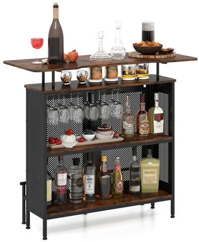 KOMFOTTEU Bbord med 2 fack och fotstöd, matbord 120 x 50 x 106,5 cm, köksbänk med stort lagringsutrymme och justerbart fotstöd, husbar skåp (rektangulär 2,0)