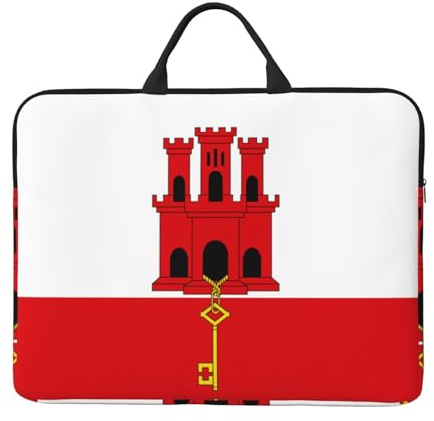 Gibraltar flagga laptopfodral – 14 tums laptopfodral, lämplig för daglig kontorsdator skyddsfodral, svart