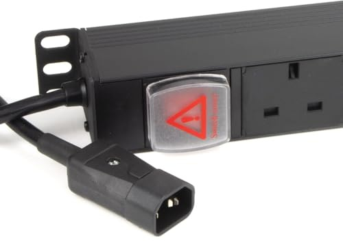 kenable PDU kraftfördelningsenhet 12-vägs UK-uttag vertikal montering med C14 IEC-kontakt 3 m kabel för serverhylla skåp nätverksutrustning svart