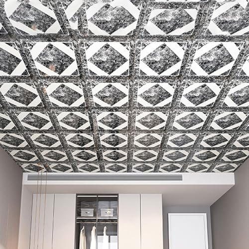 Enigmaire Deckenpaneele feuchtraum,deckenverkleidung selbstklebend,Deckenplatten aus PVC,Deckenfliesen Für Abziehen Und Aufkleben,Wasserdicht,DIY,Für Wanddecken Renovierung Hintergrund Ersatz