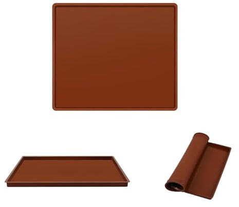 Alfombrilla de Silicona para Hornear 30x40 cm con Borde, Antiadherente y Reutilizable para Horno, Deshidratador, Repostería, Sushi y Caramelos