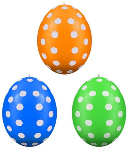 HCQC Uovo di Pasqua Gonfiabile Gigante XXL– Prato e Cortile – Palloncino Decorativo Pasquale Resistente – Ideale per Caccia alle Uova e Addobbi Pasqua (Arancione + Verde + Blu)