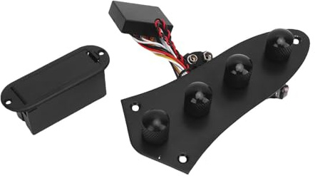 SALALIS Vorverdrahtete 3-Stufen-Vorverstärker-Bass-Kontrollplatte für Satte Klangqualität. Multifunktionale Metall-E-Gitarren-Kontrollplatte für Musiker. Material: Eisen, ABS (Schwarz)