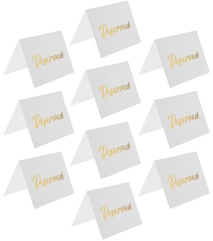 Milisten Lot de 10 Panneaux Réservés en Carton Blanc - Cartes de Table Double Face avec Dorure à Chaud Or pour Mariage, Restaurant, Réception et Événements Élégants