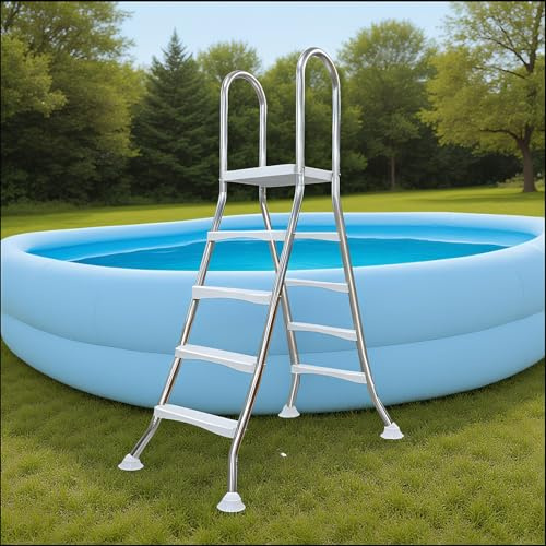 AIBOTY 33/43/52/62 Inch High Above Ground Swimming Pool Ladder,Stainless Steel Safety Heavy Duty Ladder,2/3/4/5 Steps Ladder with Non-Slip Platform Steps,Max Load Capacity 500 Lb,52in