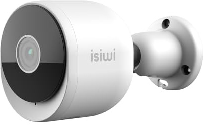 Isiwi Pik utomhus 2K 3MP Wi-Fi-kamera, utomhusövervakningskamera, rörelse- och ljuddetektering, tvåvägsljud, 10 m, mörkerseende, IP65, app, moln, Alexa/Google, ISW-BFEP3MP