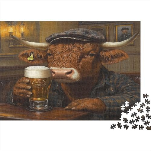 Puzzle Bistrot Vache Highland 1000 Pièces Cartonné Adulte Loisir