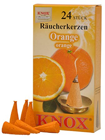 KNOX Räucherkerzen - Duft: Orange - Menge: 24 Stück - Brenndauer: ca. 10-15 min - Made in Germany