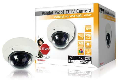 König Vandalismussäker dome-kamera med IR-LED och vario-objektiv SEC-CAM390