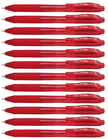 Pentel BL107-B Gel-Tintenroller EnerGel mit Druckmechanik Strichtstärke 0.7 mm, 12 Stück, Rot