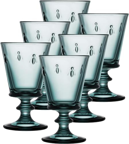 La Rochère La Rochere - Juego de 6 copas de vino azul Napoleon Bee de 8 onzas, juego de vasos