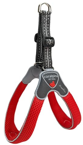 Coralpina Hunde- und Welpengeschirr, italienisches Design, weiches Airmesh, Größe XS, Rot