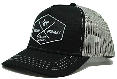 DRESSED IN MUSIC PLAY WITH ME Gorra Tipo Trucker - Visera Curvada - Diseño 5 Paneles - Parche Cosido Parte Frontal - Cierre Ajustable Snapback - Corona de Perfil bajo (Negro/Gris)