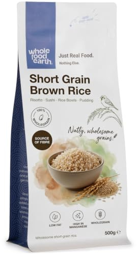Wholefood Earth Short Grain Brown Rice 500 g | GMO Free | Natural | Source of Fibre