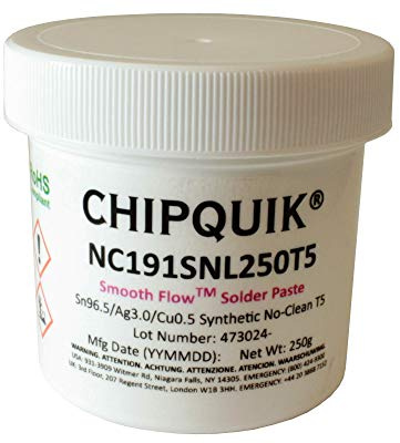 Chip Quik NC191SNL250T5 Smooth Flow Lead-Free Solder Paste SAC305 T5 250g Jar
