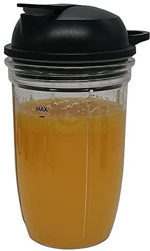 Replacement Travel Cup with 18oz and to go lid,Compatible with 1200W NutriBullet Blender Combo(ZNBF30500Z/ ZNBF30400Z/NBF70500) & Pro 1000 & Select series (Clear, 18oz)