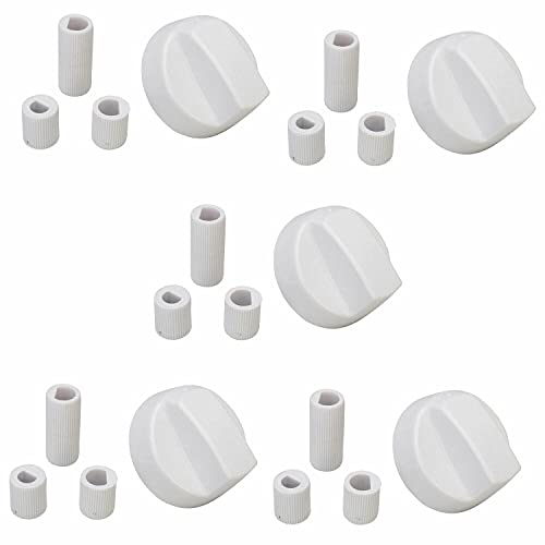 Chriluka Top Knebel Knauf Drehgriff 41,5 mm mit Adaptern Herd Backofen Universal für alle Marken (1, weiß)